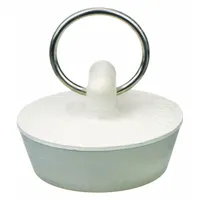 APPROVED VENDOR Drain Stopper: 1 1/4 in Overall Dia, Rubber, White, Push and Pull, 5 PK