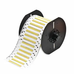 Polyolefin, white matte precut sleeve label roll for wire identification. Each sleeve measures 3/32 in x 2 in and fits 20 AWG to 28 AWG wire gauge. Compatible with the i3300 printer series. Used for marking wires in electrical panels, control cabinets, and machinery.