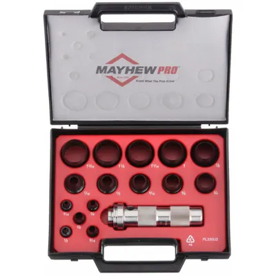 MAYHEW Set Pelubang Berongga: 1 in_3/8 in_5/8 in_7/8 in_4 3/4 in Panjang Keseluruhan, 16 Buah - Gasket Punch Sets