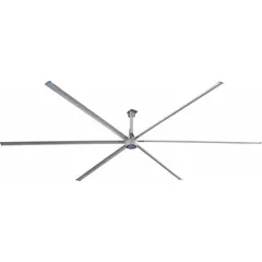 Industrial HVLS ceiling fan from the V Series with an 8 ft blade diameter. Operates on 460V AC three-phase power with variable speeds and current ratings of 10/5/3 A. No light kit included. Suitable for large commercial and warehouse spaces requiring high-volume air movement.