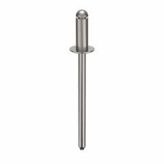 Inch-series domed-head blind rivet with 0.124" diameter, 5/16" body length, and 1 13/32" overall length. Pack of 500. Used for fastening sheet metal, plastics, and composite materials where only one-sided access is available.
