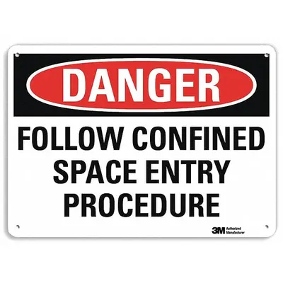 LYLE Rambu Bahaya: Plastik, Lubang Pemasangan Pemasangan Rambu, 10 in x 14 in Ukuran Rambu Nominal - Danger: Follow Confined Space Entry Procedure Signs