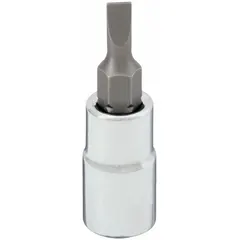 Slotted bit socket with a 3/16 in SAE tip size and 1-1/2 in overall length. Designed for driving slotted screws in assembly, maintenance, and repair tasks where a fixed insert provides secure engagement.