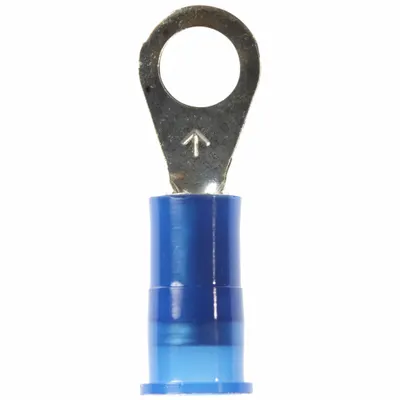 3M Terminal Cincin: Biru, Isolasi Nilon, Ukuran Stud #10, Ukuran Kawat 16 AWG hingga 14 AWG - Insulated Ring Terminals