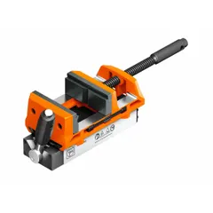 This magnetic-mount vise is constructed from steel with smooth jaws, offering a 4-inch jaw face width and a 4-inch maximum jaw opening. The magnetic base enables quick attachment and repositioning on ferrous surfaces without bolting, providing stable clamping for tasks such as drilling, grinding, and assembly in metalworking and maintenance settings.