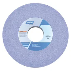 Type 1 straight grinding wheel, 12" diameter, 1" thickness, 5" arbor hole. Specification 32A60-KVBE with K hardness. For moderate-to-heavy grinding of tool steels in metalworking and fabrication.