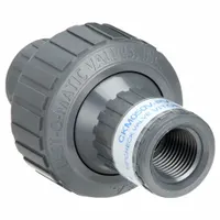 PLAST-O-MATIC Check Valve: Diaphragm, Inline Valve Body, 1/2 in Pipe Size, FNPT x FNPT, PVC, Female (MPN CKM050V-PV)