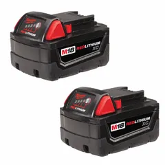 This 2-pack of Milwaukee M18 batteries provides 3 Ah capacity at 18V DC for powering M18 cordless tools. Suitable for construction, maintenance, and industrial applications requiring extended runtime.