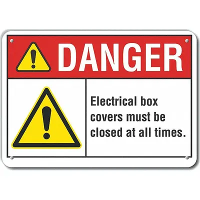 LYLE Tanda Bahaya Panel Listrik Plastik: Plastik, Pemasangan Lubang Pemasangan Tanda - Danger: Electrical Box Covers Must Be Closed At All Times. Signs