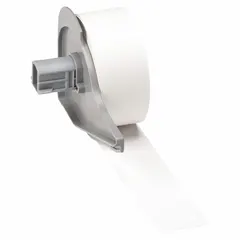 Continuous label roll measuring 25/32 in by 50 ft, made of white polypropylene. Designed for use with the Brady M710 printer series. Suitable for industrial identification and labeling applications such as wire marking, component labeling, and asset tags.