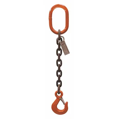 Sling Rantai STREN-FLEX: Ukuran Perdagangan Rantai 3/8 in, Kelas Rantai 100, Kait Sling, Baja Paduan - Grade-100 Single-Leg Chain Slings