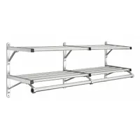 GLARO Wall-Mount Garment Rod: Rod Design (No) Hooks, 18 1/2 in Overall Ht, 48 in Overall Wd, Silver (MPN 502-48SA)