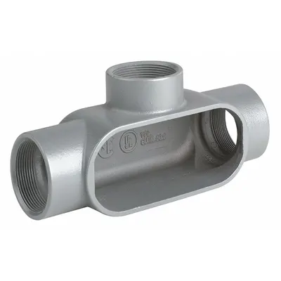 HUBBELL KILLARK Badan Outlet Saluran: Aluminium, 1/2 in Ukuran Perdagangan, Badan T, 6,2 cu in Kapasitas Badan - T - Tee Type
