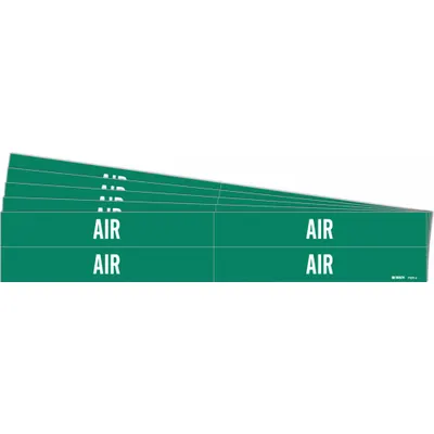 BRADY Penanda Pipa: Udara, Hijau, Putih, Cocok untuk Diameter Luar Pipa 3/4 hingga 2 3/8 in, 4 Penanda Pipa - Air Adhesive Pipe Markers