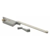 This left-hand crank window operator is designed for casement windows, mounting to the frame. It includes a crank handle and features a painted aluminum finish. The 4-3/4 in base length suits replacement of worn hardware in residential or light-commercial window maintenance