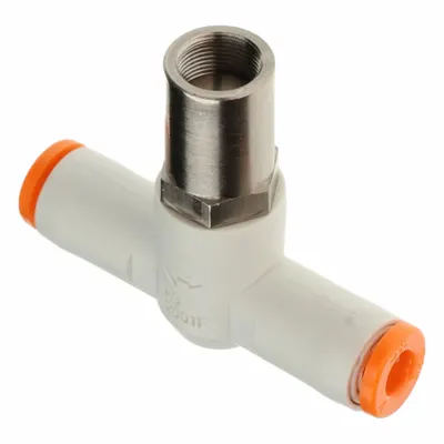 Pengontrol Kecepatan SMC: Sambungan In-Line, Slot Obeng, Ukuran Badan Katup 1/8 in - In-Line Speed Control Valves