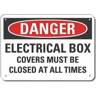 LYLE Tanda Bahaya Panel Listrik Plastik: Plastik, Pemasangan Lubang Pemasangan Tanda - Danger: Electrical Box Covers Must Be Closed At All Times Signs