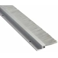 This door sweep is made of aluminum and measures 36 inches in length by 3 1/8 inches in width. It includes a brush insert to seal the gap beneath a door, reducing drafts, dust, and insect entry. Suitable for use in commercial and industrial settings to improve energy efficiency and maintain cleaner environments