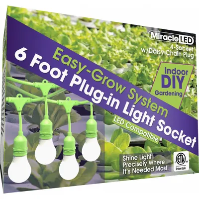 MIRACLE LED Sistem Pencahayaan Bertali Siap Pakai, Empat Soket: 4 Kepala Lampu, Sekrup Sedang (E26) - Multiple Light String Fixtures