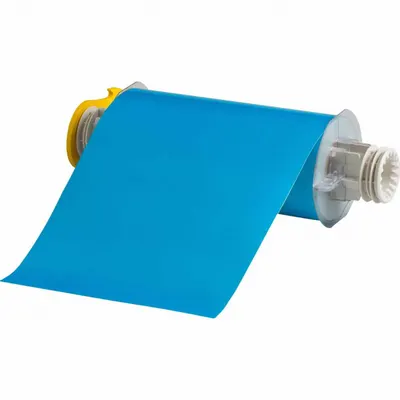 BRADY Stok Label Berkelanjutan: 7 in x 50 ft, Poliester, Biru Muda (Gloss) - Brady Thermal Transfer Continuous Label Rolls