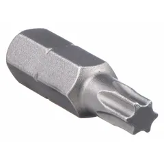 Impact-rated Torx bit with T15 size, hex drive, and standard tip style. Made from S2 steel for use with impact drivers in high-torque fastening applications. Sold as a 5-pack.