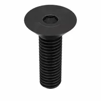 Flat head socket cap screw with #10-32 thread, 5/8 in length, made of alloy steel with black oxide finish. Features a 1/8 in hex drive and right-hand thread. Supplied in a 100-piece pack. Commonly used in applications requiring a flush, countersunk finish, such as machinery and panel assembly