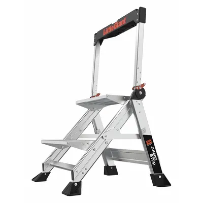 LITTLE GIANT Tangga Langkah: 2 Langkah, Tinggi Keseluruhan 2 ft, Kapasitas Beban 375 lb, Aluminium - Folding Step Stools