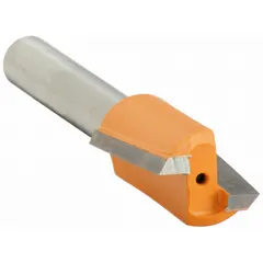 This carbide-tipped router bit is designed for cutting hinge mortises in woodworking, enabling precise recesses for cabinet hinges. It has a 1/2 in cutter diameter and is suitable for use with routers in cabinetry, furniture making, and joinery applications.
