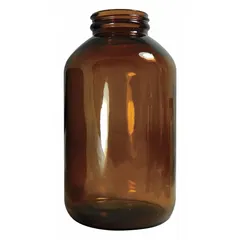 Amber Wide Mouth Glass Lab Bottle, 950 mL, 53-400 mm, 99 mm Body Dia, Case of 36