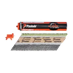 3-inch long, plain finish, offset round, smooth shank steel framing nails with diamond point. Collated in strips for use with pneumatic framing nailers. Packaged 1,000 per box. Suitable for wood framing, sheathing, and truss assembly.