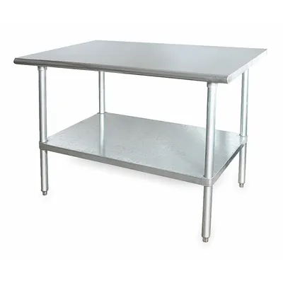 Meja Kerja: Tinggi Tetap - Stainless-Steel-Top Worktables