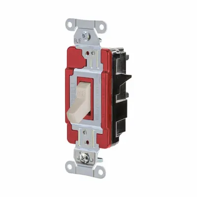 Sakelar Dinding HUBBELL: Sakelar Toggle, Kutub Tunggal, Dipertahankan, Almond Muda, 120/277V AC - Toggle Wall Switches