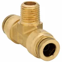 Push-Fit Tee Fitting: 3/8 in OD x 1/4 in Pipe Fitting Size, Push-to-Connect x Push-to-Connect x MNPT (MPN 172PTCNS-6-4)
