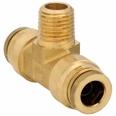 PARKER Fitting Te Dorong-Pas: 3/8 in OD x 1/4 in Ukuran Fitting Pipa - Brass Air Brake Fittings