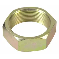 Hex jam nut for securing threaded connections in fleet and vehicle maintenance. Used on brake systems, suspension components, and drivetrain assemblies to resist loosening from vibration