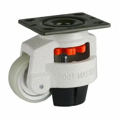 Roda Pelat FOOT MASTER: Tapak Poliuretan, Dia Roda 75 mm, Tinggi Pemasangan 120 mm - General Purpose Leveling Plate Casters