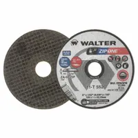 This cut-off wheel from the ZIP ONE series is designed for high-performance cutting of carbon and stainless steel. The Type 1 wheel measures 5 inches in diameter, 1/32 inch in thickness, with a 7/8 inch arbor hole, and is made of zirconia alumina. It is suitable for use in metal fabrication, maintenance, and repair applications