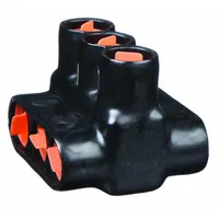 BLACKBURN Multitap Connector: 3 Port, Double-Sided Entry, 10 AWG – 350 kcmil Wire Size, Black (MPN AMTD350103)