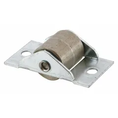 This hanging door roller supports sliding or bypass doors up to 60 lb per pair. It measures 3 13/16 inches in width and is sold as a single pair (1 PR). Suitable for standard track systems in residential and light commercial applications such as closet and interior partition doors.