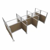 This modular cubicle kit includes 9 fabric panels in Latte with frosted polycarbonate windows. Overall dimensions are 48 inches wide by 72 inches high. Suitable for creating partitioned workstations in open-plan offices or industrial environments