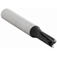 This straight profile router bit is carbide tipped for cutting wood. It has a 1/4 in cutter diameter and is used for routing straight cuts such as dadoes, grooves, and rabbets in woodworking applications.