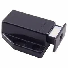 This magnetic push-to-close catch is made of plastic and features a push opening action. With a height of 9/16 in and width of 1 7/16 in, it is suited for cabinets, enclosures, and light-duty access doors requiring a simple magnetic latching solution.