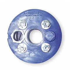 Plastic well seal with PVC gasket for sealing the top of a water well casing. Compatible with 1-1/4 in drop pipe and 4 in casing ID. Includes a 0.5 in vent for pressure equalization. Prevents surface contaminants from entering the well.