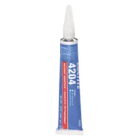 LOCTITE 4204 is a rubber-toughened instant adhesive formulated for bonding rubber, leather, and plastics. Supplied in a 0.7 fl oz tube, it is a clear, thick liquid with VOC content of 50 g/L and under. Suitable for industrial assembly, repair, and maintenance applications requiring flexible, gap-filling bonds on porous or flexible materials