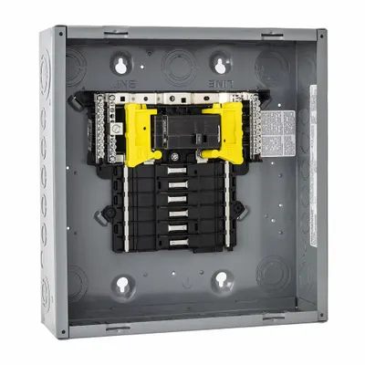SQUARE D Pusat Beban: 100 A Amps, 120/240V AC, 16 Ruang, 22 kA, Maks. 8 Jumlah Pemutus Tandem - Square D QO - Main Breaker, Convertible, Plug-On Neutral Load Centers