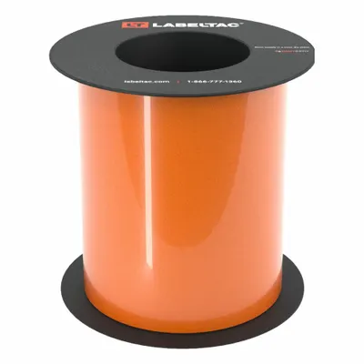 CREATIVE SAFETY SUPPLY Perlengkapan Reflektif LabelTac 9: 6 in x 75 ft, Vinil, Oranye (Gloss) - LabelTac Thermal Transfer Continuous Label Rolls
