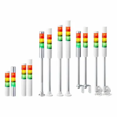 PATLITE Rakitan Lampu Menara: 3 Tingkat, Tingkat Sirene Termasuk, IP54, Amber/Hijau/Merah - Three-Tier Tower Light Assemblies
