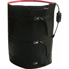 This 403.6 W drum and bucket blanket heater is designed for 55-gallon containers, providing a maximum temperature of 158°F. With an IP66 rating, it is suitable for indoor and outdoor use. The heater helps maintain consistent temperature of viscous materials in industrial settings.