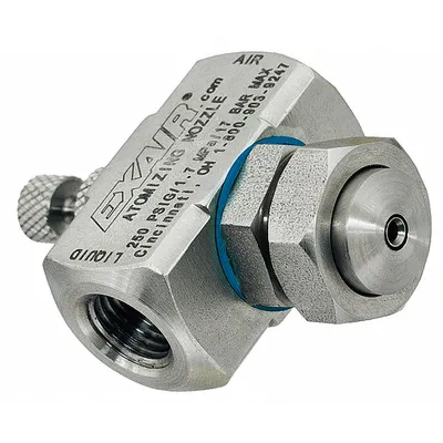 EXAIR Nosel Semprot Atomisasi: Siphon, 0.7 scfm, Bulat, 1/4 in FNPT, FNPT - Siphon Fed Air-Atomizing Spray Nozzles