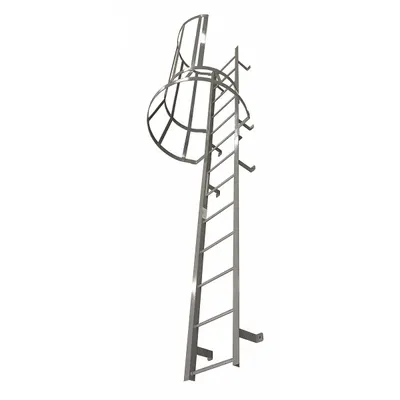 COTTERMAN Tangga Tetap dengan Sangkar Pengaman: 27 ft Tinggi Keseluruhan, 26 in Lebar Keseluruhan, Baja - Safety Cage Fixed Ladders
